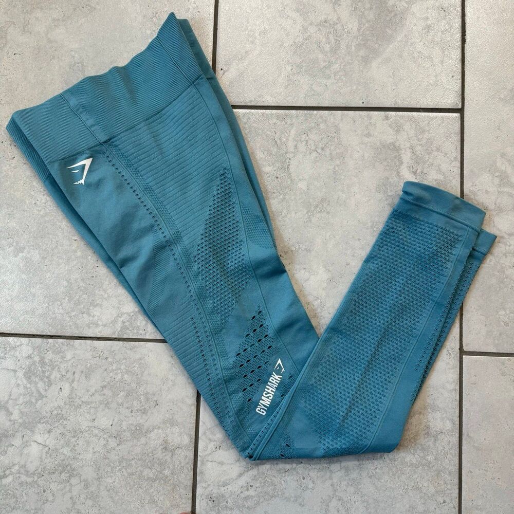 Gymshark Flawless Knit Leggings High Rise Compression Seamless Teal Size M